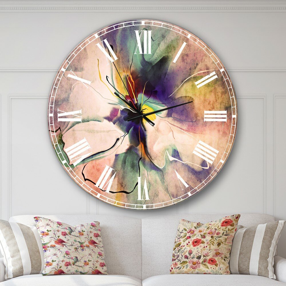 The Twillery Co Abstract Creative Blue Flower Modern Wall Clock